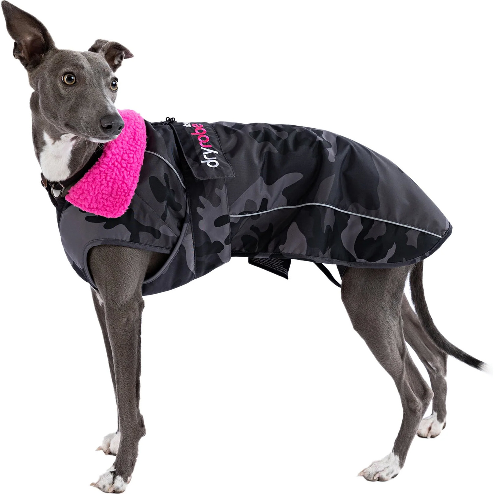 2026 Dryrobe Dog Coat V3DRDC - Black Camo / Pink